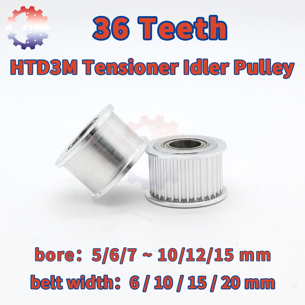 

36Teeth HTD3M Tensioner Idler 3M Pulley Bearing Guide3M Belt Pulley 6/10/15/20mm 3M Synchronous Wheel HTD 3M Idler 36 Teeth 36T