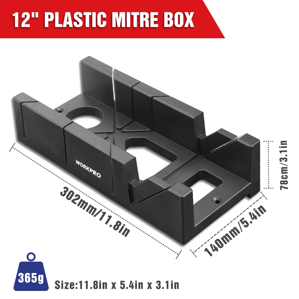 WORKPRO-caja de inglete de sierra multifunción para carpintería, corte de madera de 45/90 grados para cortar madera y metales blandos