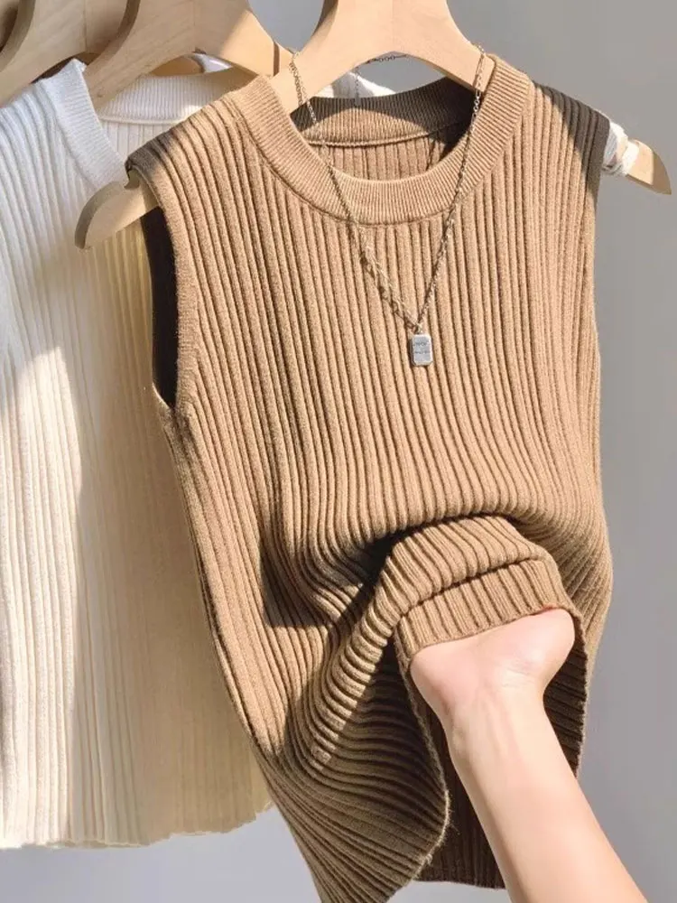 شيك محبوك سترة Svel عادية تخفيف الراقية الإحساس ملابس داخلية الخريف الشتاء Sle قاعدة irt الشعرية لين العلامة التجارية