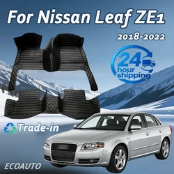 Car Floor Mats For Nissan Leaf ZE1 2018~2022 Luxury Leather Mat Durable Pad Carpets Interior Parts Rugs Set Car Accessories 2019
