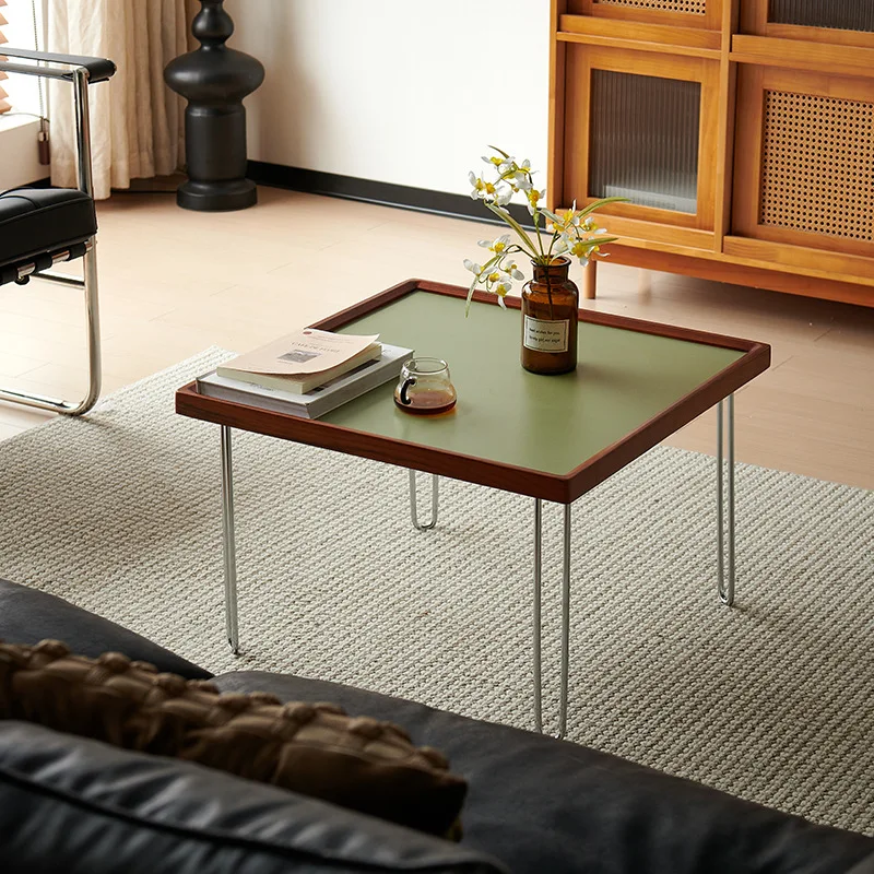 

Household square coffee table, ancient dopamine Internet celebrity side table in the living room, simple modern retro Bauhaus
