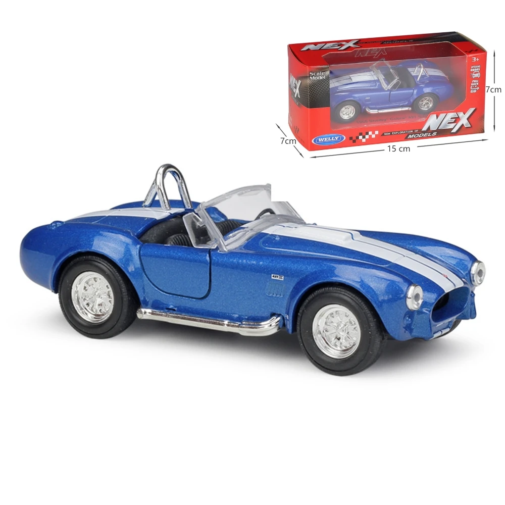 1/36 ford shelby cobra 427 s/c modelo de carro de brinquedo retrô bem veículo fundido em miniatura puxar para trás coleção clássica presente para crianças