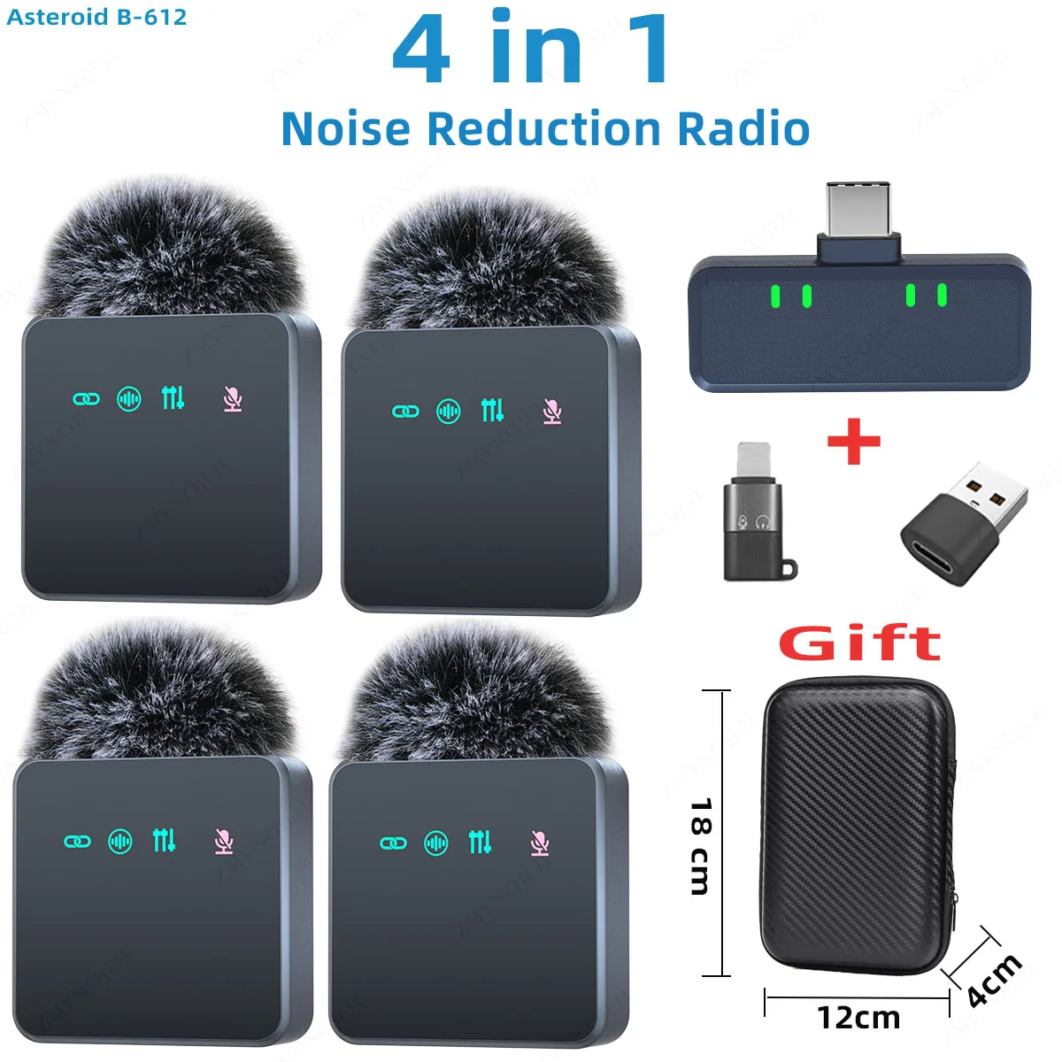 Pink 1 In 4 Wireless Lavalier Microphone Noise Reduction With Windproof ...