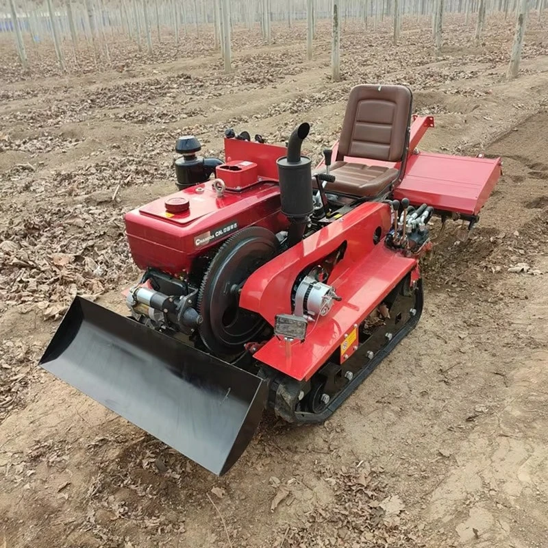 Coltivatore rotativo per micro motozappa per guida seduta con motrice diesel per piccola cingolata agricola