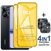 4IN1 9D Tempered Glass For Realme C53 C55 C35 C30 C31 C3 C33 C30S Screen Protector For Realme C21 C21Y C25 C25S C25Y C11 C15 C12