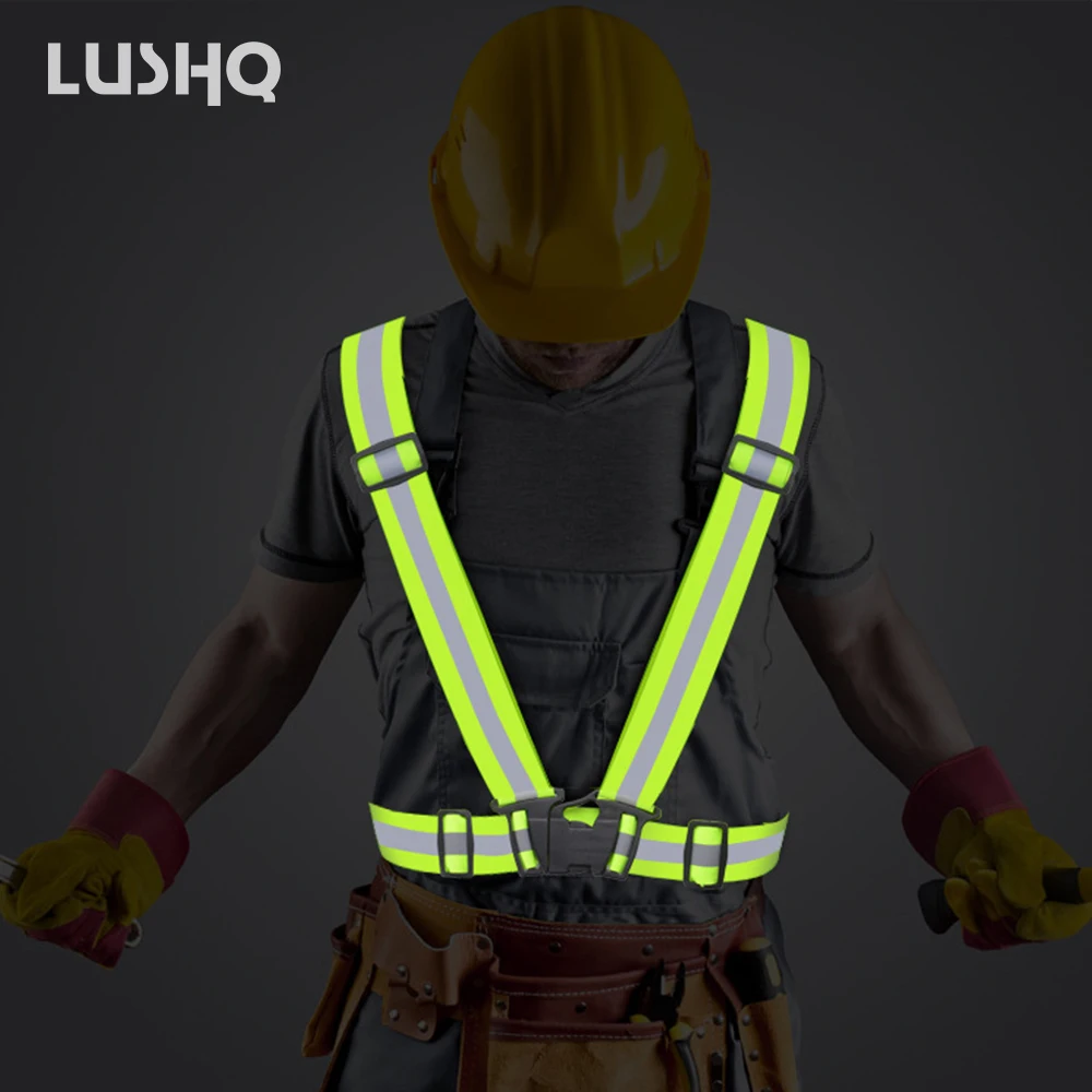 

LUSHQ Reflective jacket adjustable Security High Visibility Reflective Vest Gear Stripes Jacket Night Running 2020 BEST