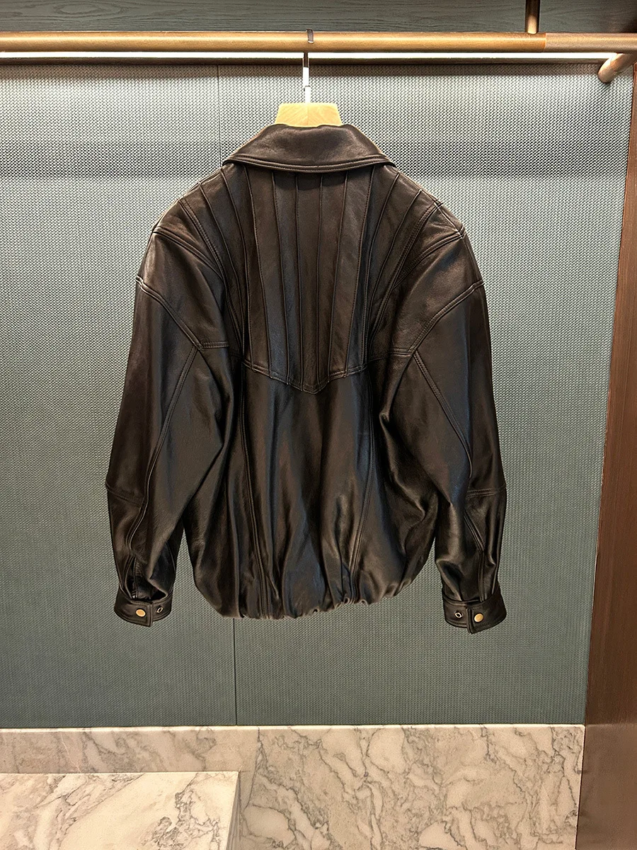 レディース シアリングカラー レザー ジャケット