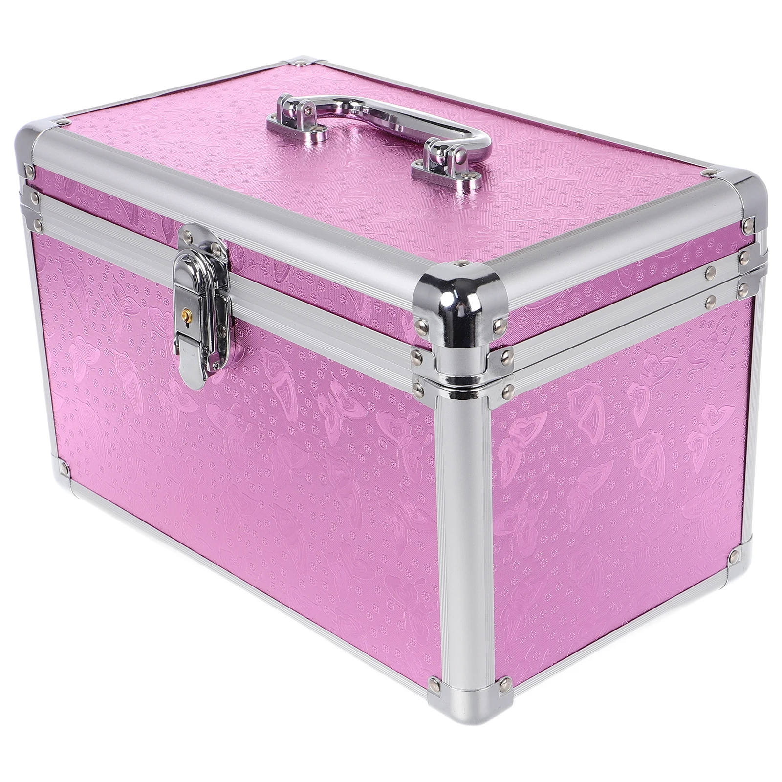 

Privacy Large Capacity Pink Aluminum Alloy Case Portable Storage Container for Home Office Travel Tools