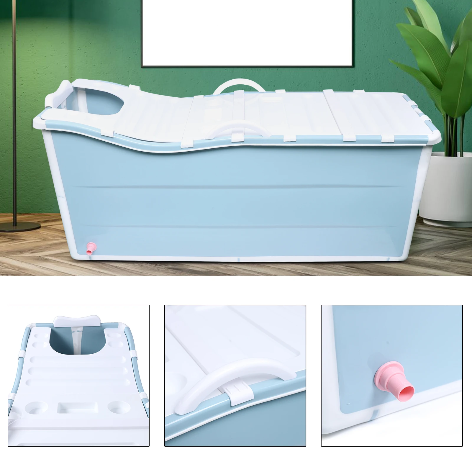 Large Foldable Bathtub, Ergonomic Design, Soft TPE Material, Temperature Lock for 1 Hour, Durable, Ideal for Patios