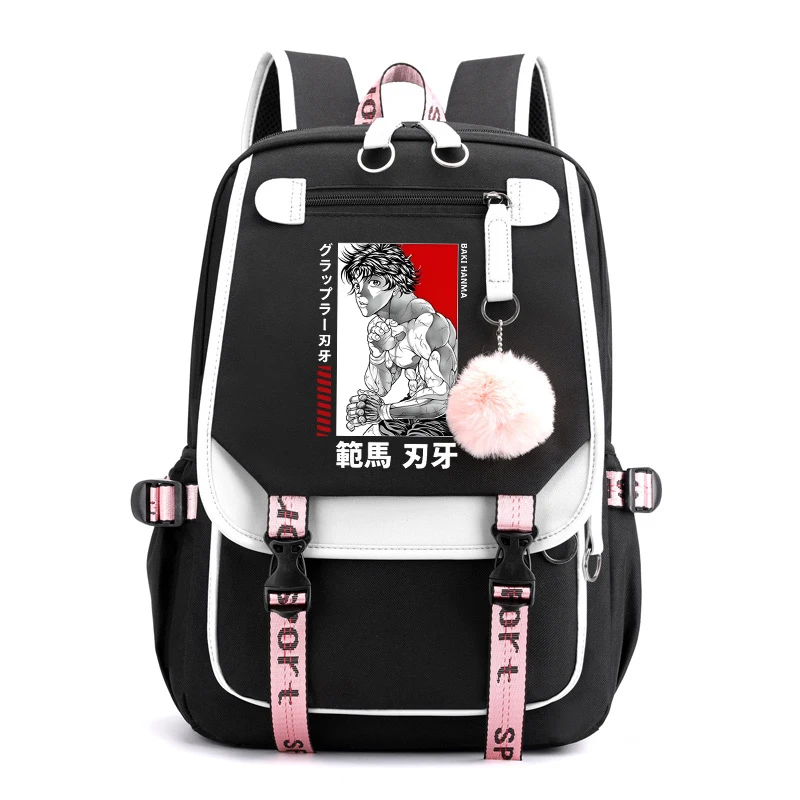 

Hot Anime Hanma Baki Print Backpack Student Backpack Teenager Women Men Girl Laptop Backpack Leisure Travel Bag