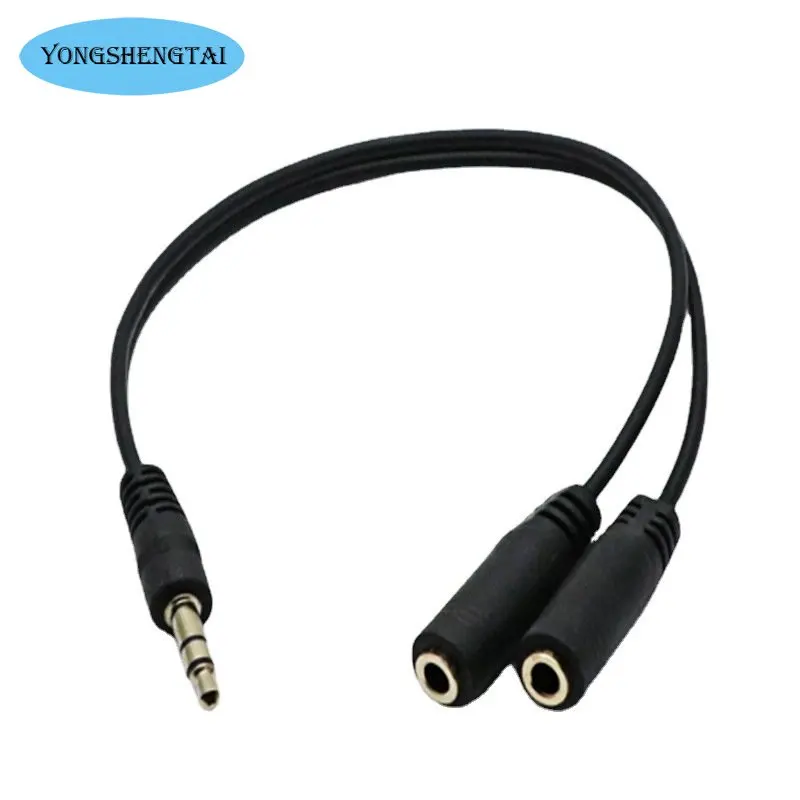 Kabel adaptor Headphone, satu titik dua kabel Audio komputer telepon ke Speaker 3.5 publik ke 3.5 ganda kabel koneksi Audio wanita