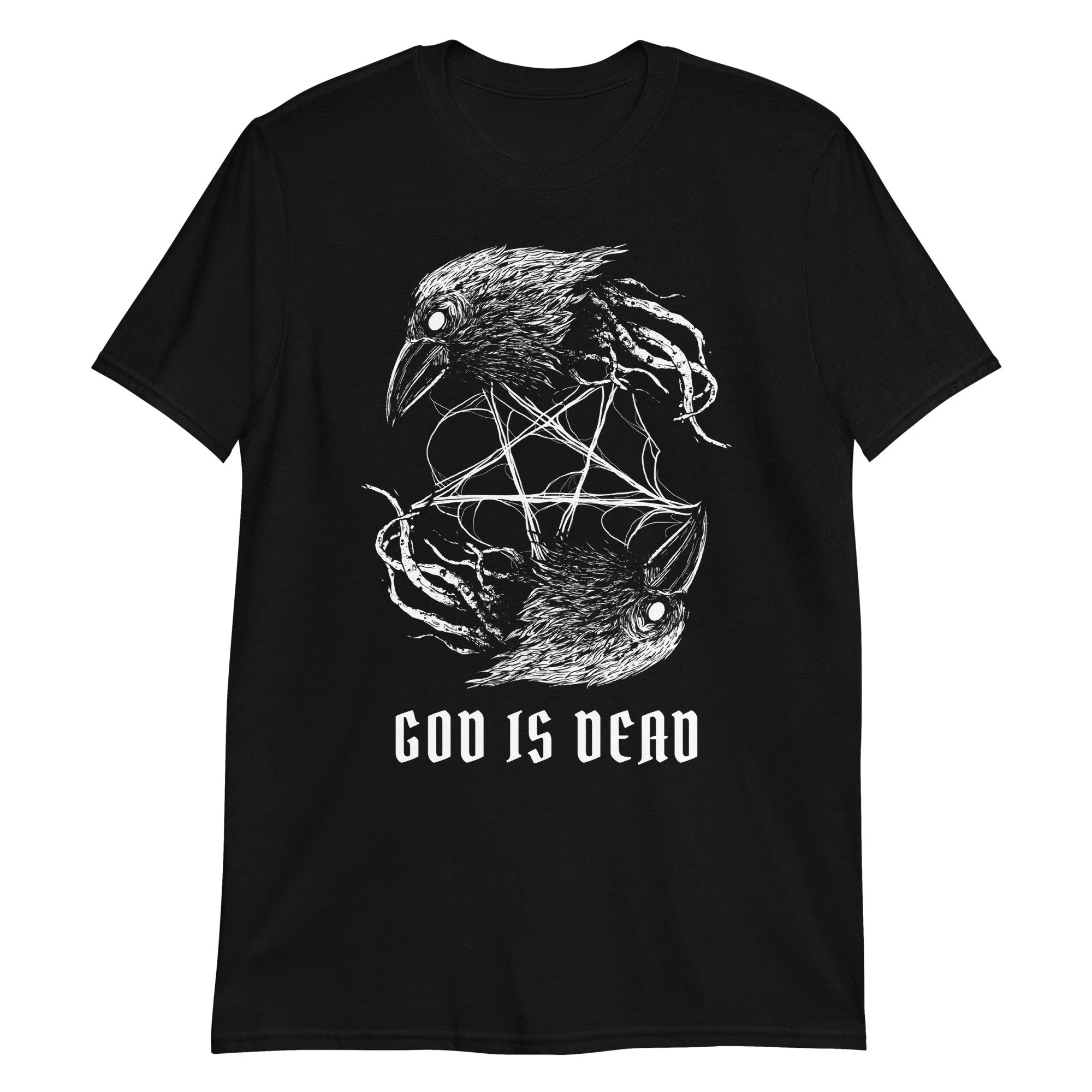 God Is Dead Unisex T-Shirt Pentagram Shirt Antichrist TShirt Hail Satan Tee Satanic Shirt Black Metal Dark Art Shirt Occult Tee