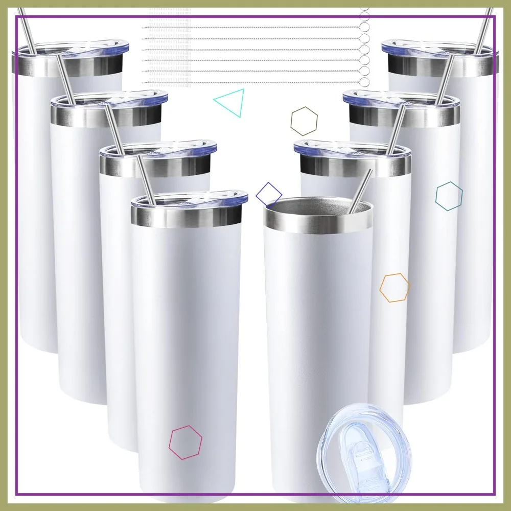 

20 oz Stainless Steel Vacuum Insulated Tumbler with Lid and Straw, Double Wall Travel Mug for Hot/Cold Drinks in White