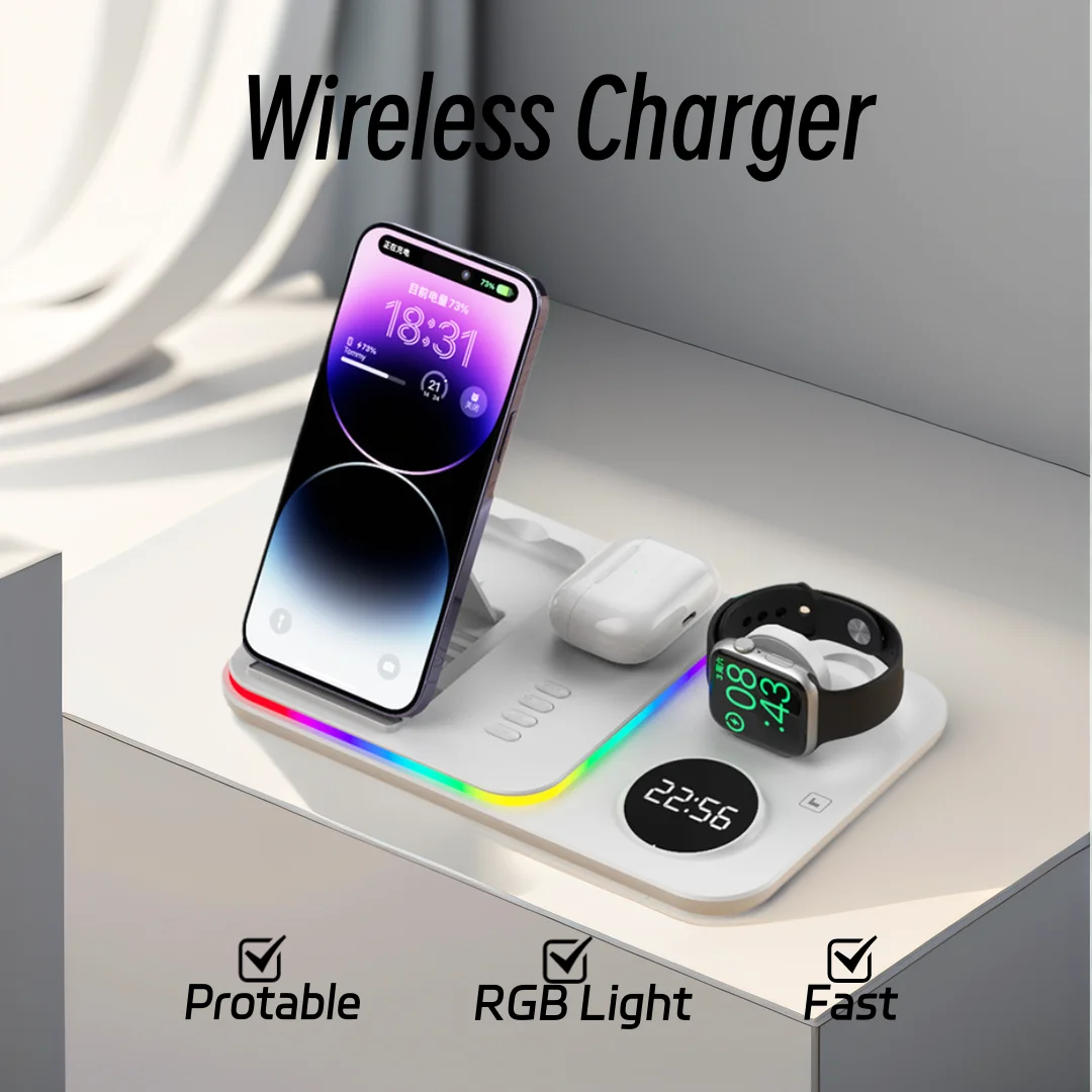 

HaaYot 5-in-1 Wireless Charging Station with LED Display Fast Charger Dock for iPhone 16/15/14/13,Apple Watch Series,AirPods Pro