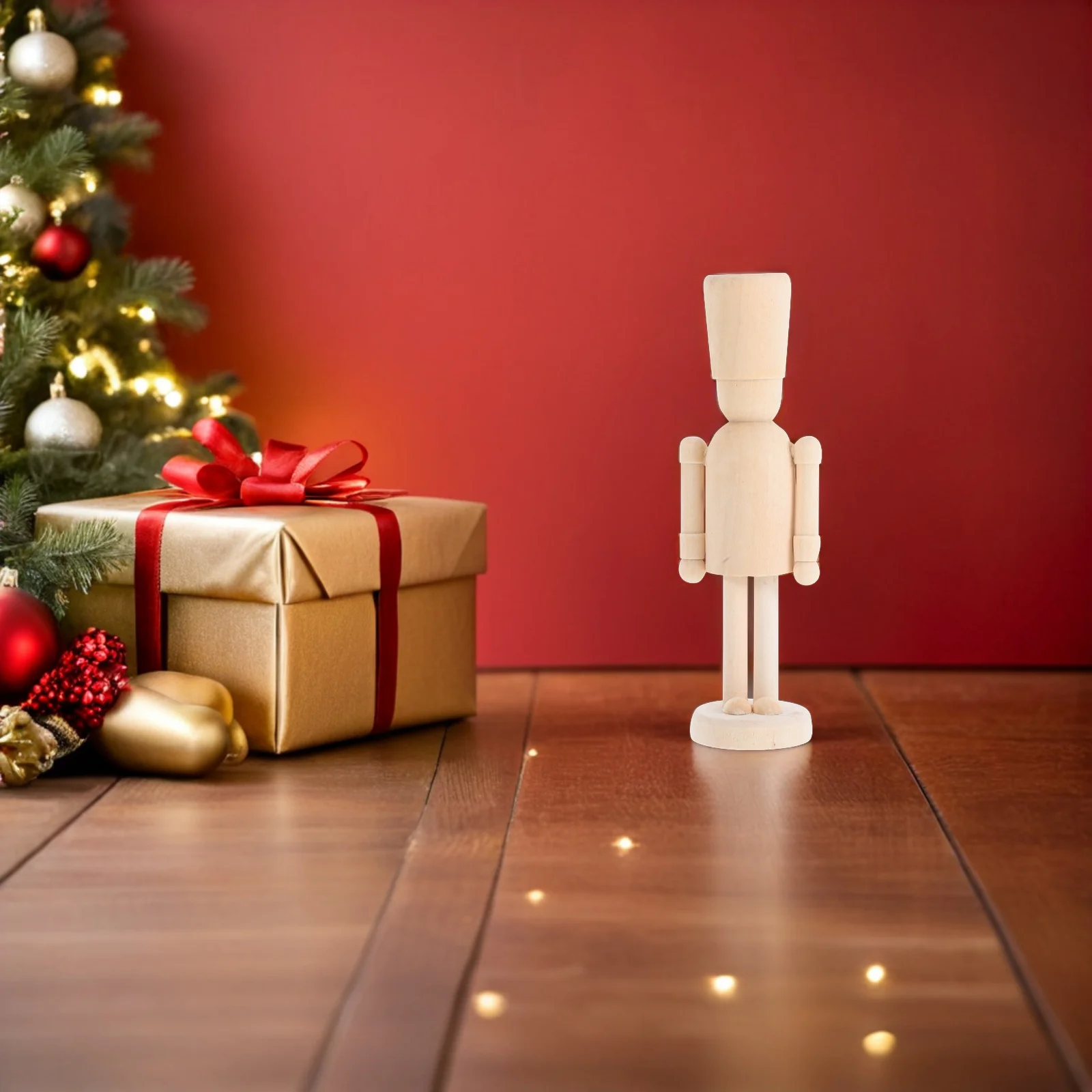 

Wooden Nutcracker Soldier Diy Unpainted Craft Kit Christmas Home Decor Tabletop Ornament Family Activity