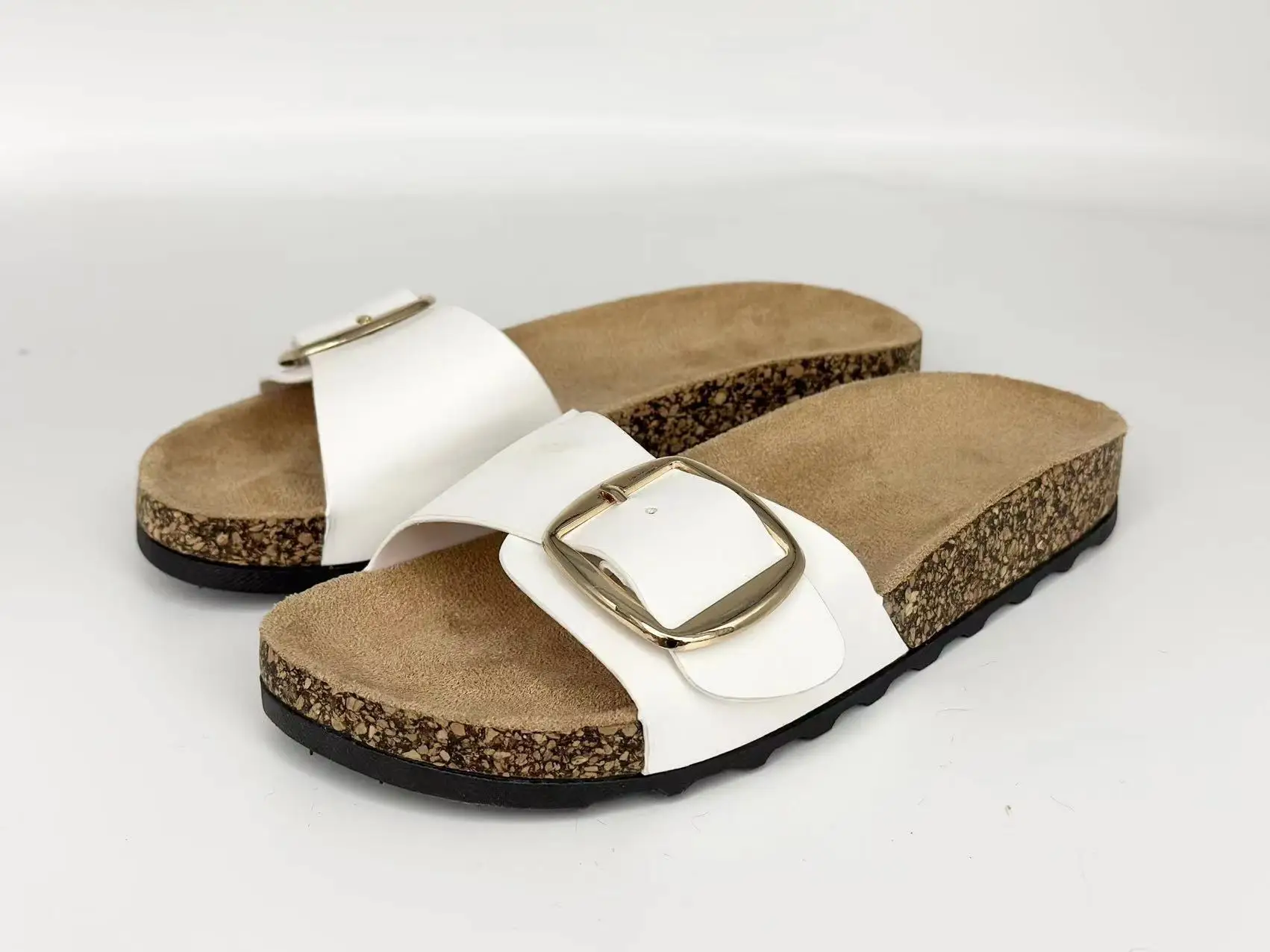 2024 Summer New Slippers Casual Square Button Slippers Cork Flat Bottom Slippers For Outdoor Wear Slippers