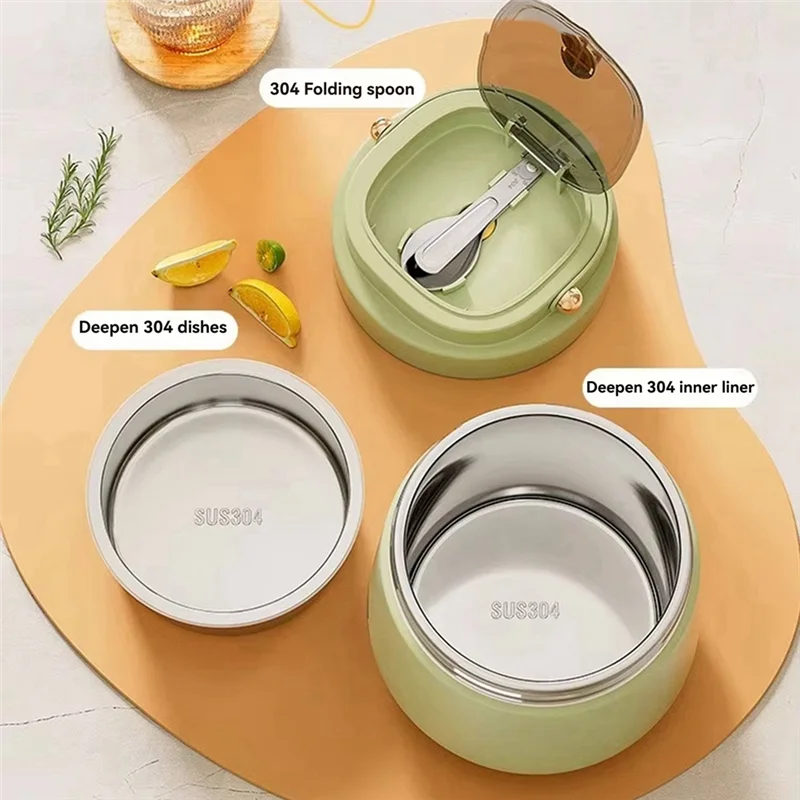 【Must-Haves】Adults Stainless Steel Insulated Lunch Box With Spoon And Fork, Insulated Bag, Leak-Proof, Keeps Food Warm