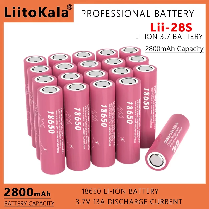 1-9PCS LiitoKala New  Lii-28S 18650 3.7V 2800mAh 13A Power Rechargeable Lithium Battery For Electric Tools LED Flashlight