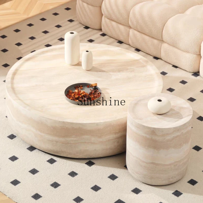 

Wabi Sand wind travertine coffee table living room home high-end artistic marble combination