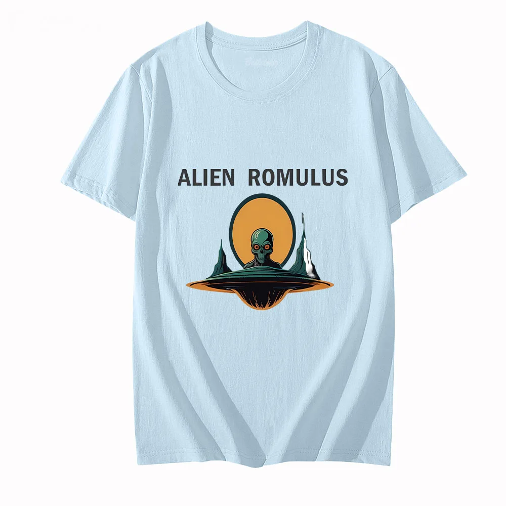 Kaus gambar Alien Romulus kaus katun kualitas tinggi baju komik Punk atasan kaus uniseks untuk musim semi/musim panas