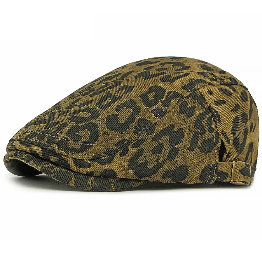 

HT4838 Berets Spring Autumn Men Women Cap Vintage Leopard Artist Painter Beret Hat Male Female Ivy Flat Cap Adjustable Beret Cap