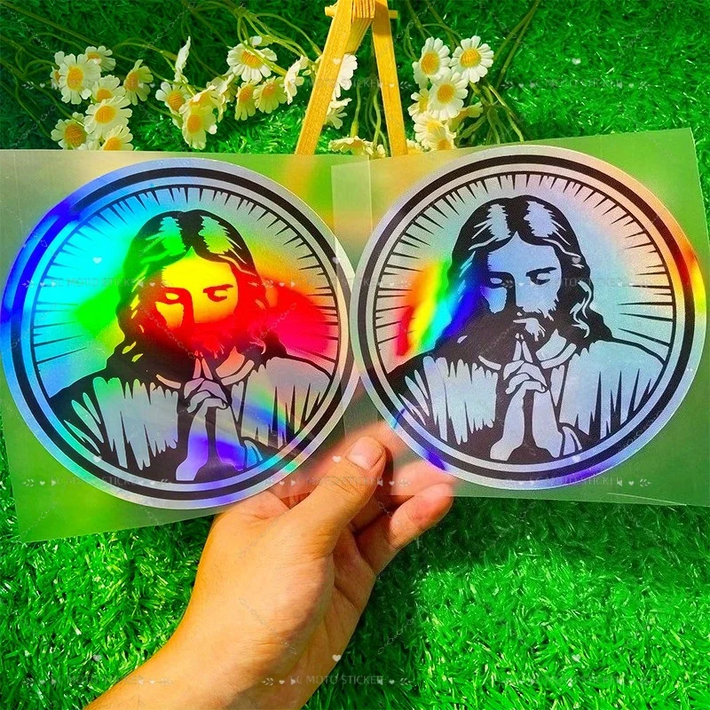 

Jesus Religious Themed Motorcycle Stickers Waterproof for Scooter Fuel Tank Front Fairing Car Triangle Window Vinyl Decals