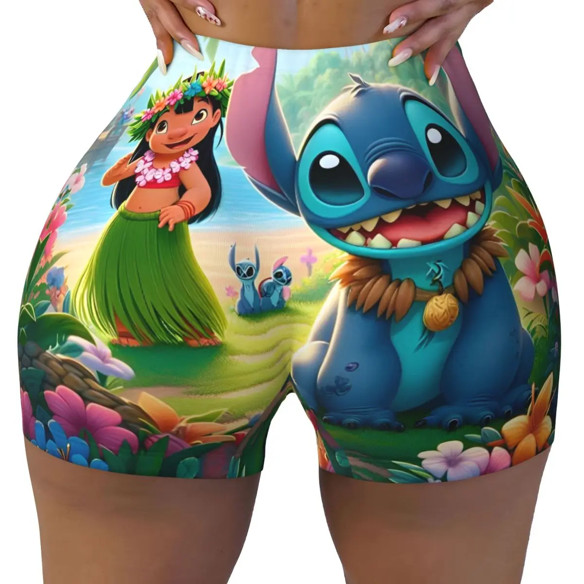 

Lilo & Stitch High Waist Yoga Shorts for Women Cute Cartoon Running Fitness Workout Gym Sportswear