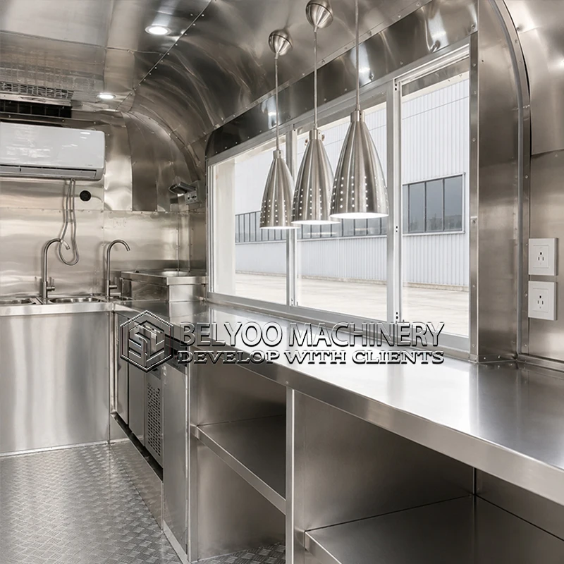 Belyoo Commercial Food Trailer Custom Mobile Kitchen Food Truck for Street Food Coffee Snack Bar Restaurant Equipment Trailer view 6