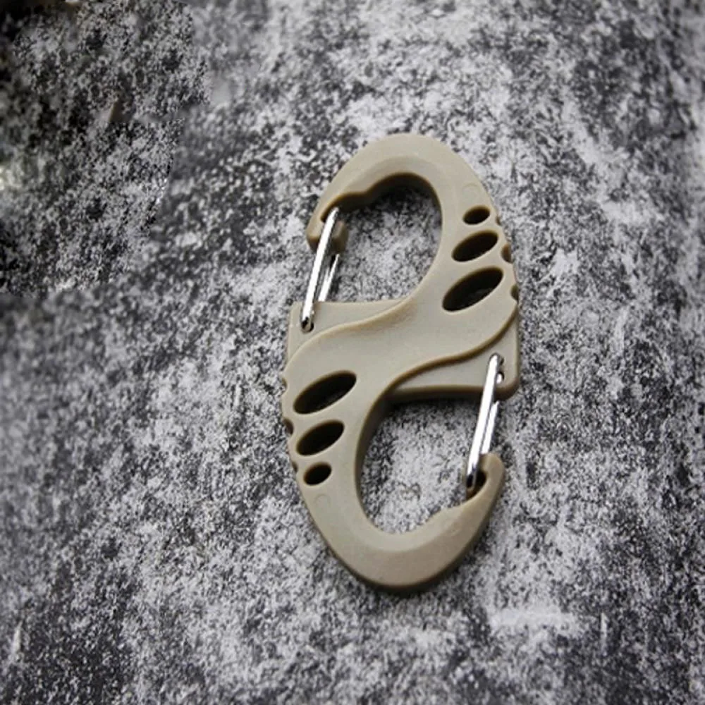 5/10PCS Portable Outdoor S-Type Carabiner Dual Buckle Climbing Hook Plastic Steel Mini Keychain Hiking Camping