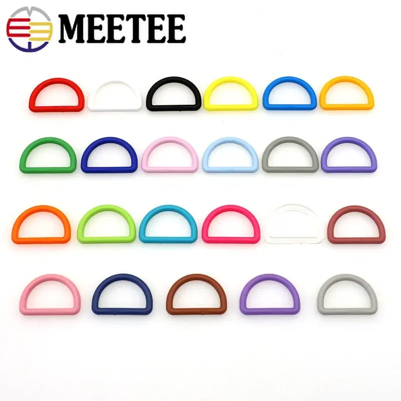 50Pcs Plastic D Ring Buckle 15-38mm Colorful Hook Clasp Connector Backpack Bag Strap Belt Luggage Webbing DIY Sewing Accessories