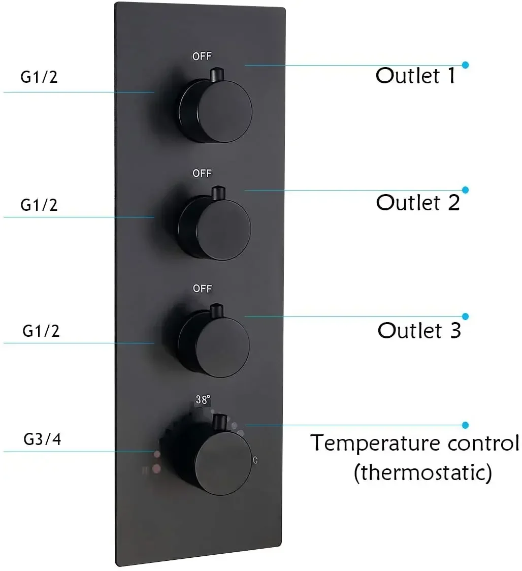 

Can Run Simultaneously Water Pressure Thermostatic Diverter 3 Outlet Brass Shower Mixer Valve Cartridge