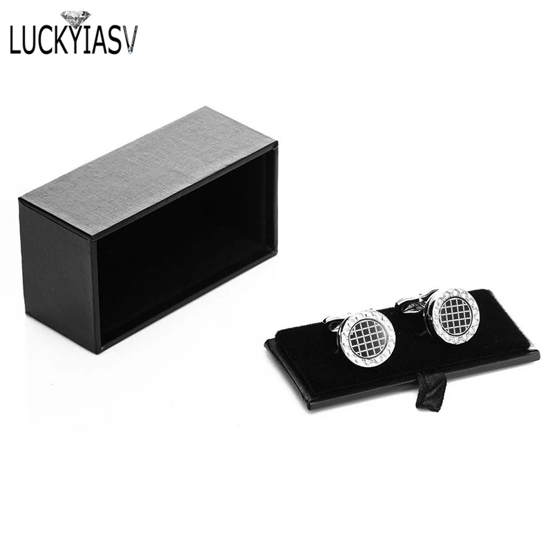 Black PU Leather Geschenk Box for Manschettenknopfe cufflinks Storage Box Jewellery Cuff Links Gift Organizer Packaging Box Case