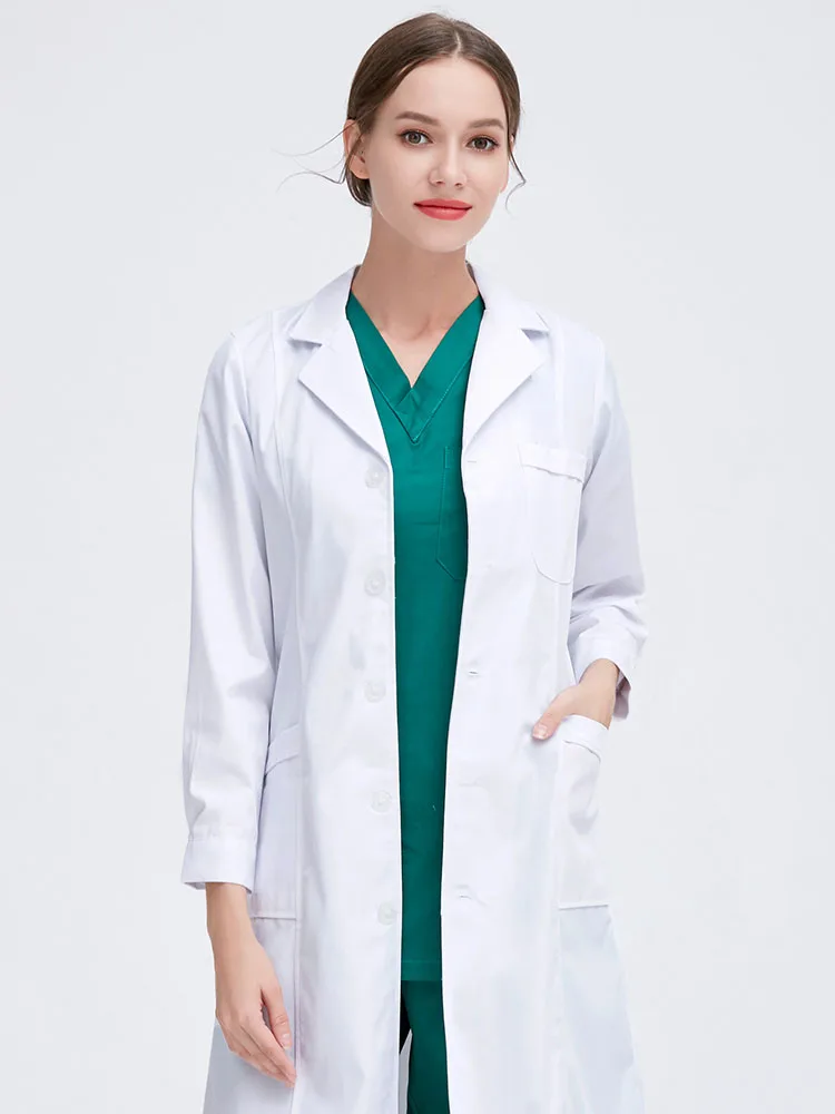 White coat long sleeve doctor wear female male doctor nurse wear winter short sleeve slim slim experimental drugstore work cloth