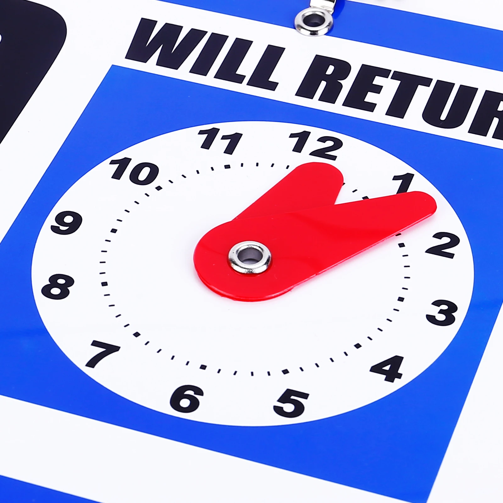 Sinal aberto e fechado Eagle, plástico, com corrente suspensa, lados duplos com relógio “Will Return”, 6X11,5 polegadas