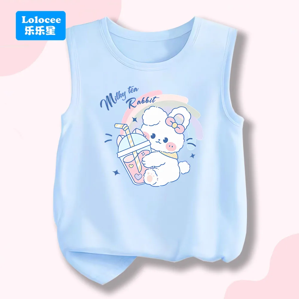 Children's Sleeveless Tank Top, Milky Tea Rabbit Kawaii Sing