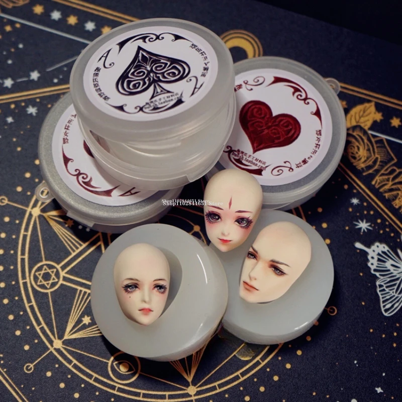 

Super Light Clay Positive Proportion Men and Women Silicone Face Mold DIY Pottery Doll /Anime Character Flipping Mold Tools