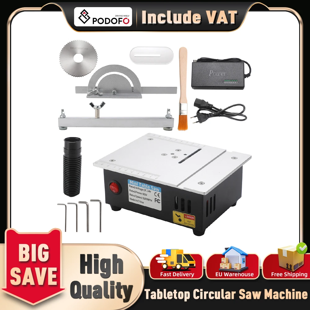 Podofo 5000 tr/min Mini scie de Table 2.5 ''de diamètre scie d'établi électrique pour couper des substrats de PCB plaques acryliques Tubes de cuivre bricolage artisanat