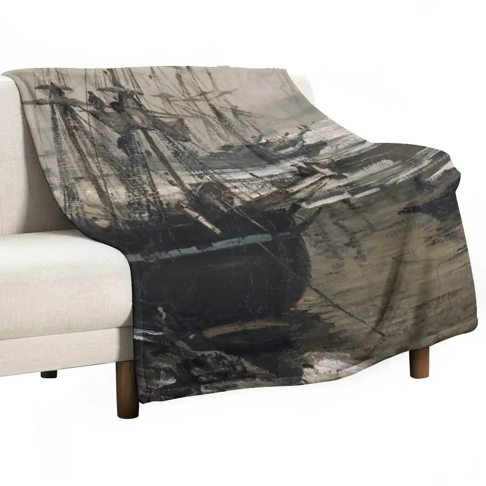 

The Thames in Ice by James Whistler (1860) Throw Blanket Summer Beddings Sofa Throw Plush Blankets