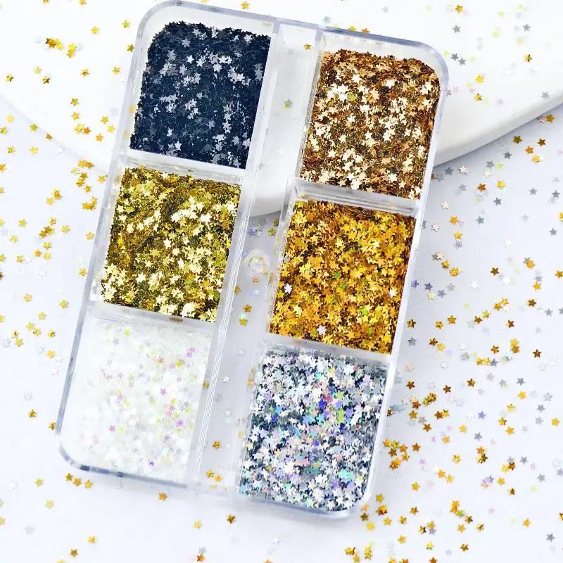 1 صندوق 1 مللي متر صغير تألق ستار الترتر مسمار بريق تألق الخماسي مسمار الزينة صالون الأظافر تصميم لتقوم بها بنفسك مسمار الفن #4