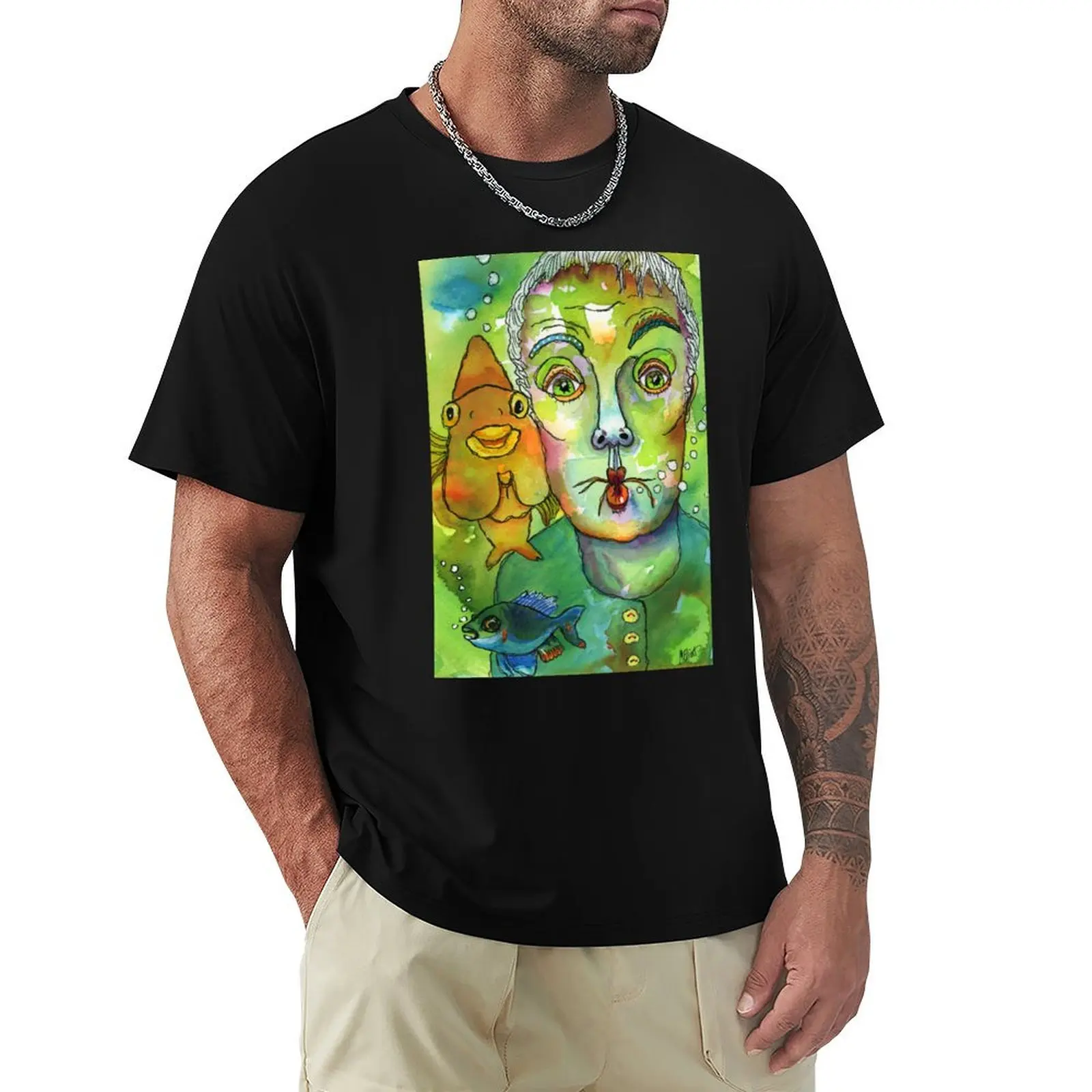 Something's fishy T-Shirt Casual Loose Short Sleeve Tee for Men