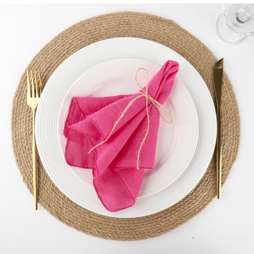 2PCS Modern 42*42 cm Lock Edge Napkins Minimalist Handmade Gauze Napkins Reusable Soft Cotton Cloth Napkins Formal Dining