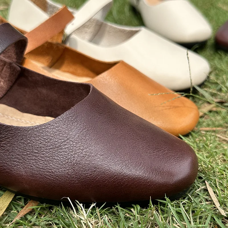 Careaymade-Genuine leather Pure handmade women\'s shoes one line buckle casual flat bottomed women shallow mouth single shoes