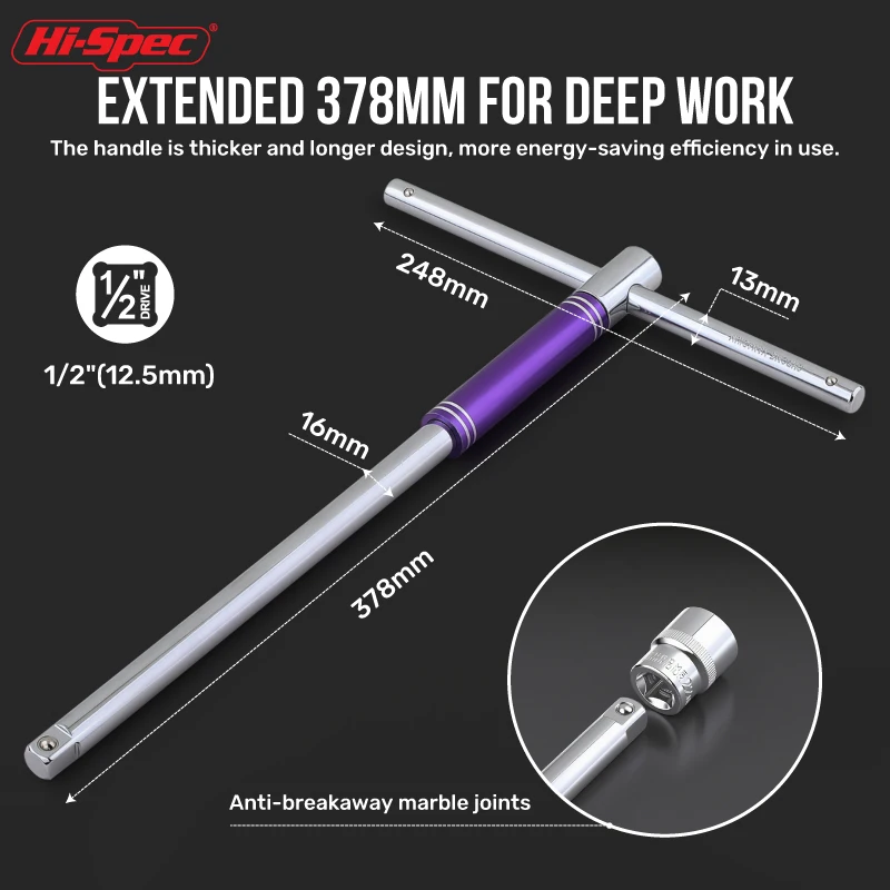 Hi-Spec Extension T-type Hex Wrenches Bike Tools Detachable Handle Torque Wrench Socket Wrench Spanner Hand Repair Tool for Auto