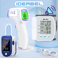 New LED Wrist Blood Pressure Monitor English Voice Broadcast Tonometer BP Monitor Non Contact Infrared Medical Thermometer