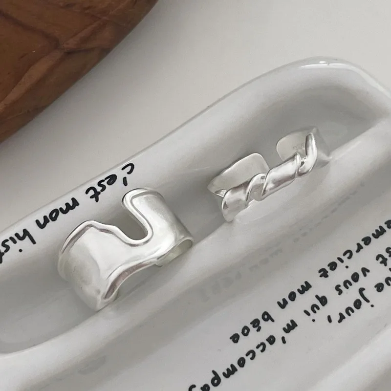 

925 Sterling Silver Exquisite Frosted Geometric Ring Personalized Simple And High-end Suitable For Women's Jewelry Gifts