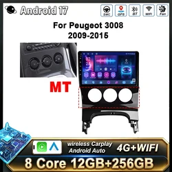 Android 17 Car Radio Multimedia for Peugeot 5008 3008 2009-2015 Navigation GPS Stereo Multimedia Player Screen No 2din 5G Wifi