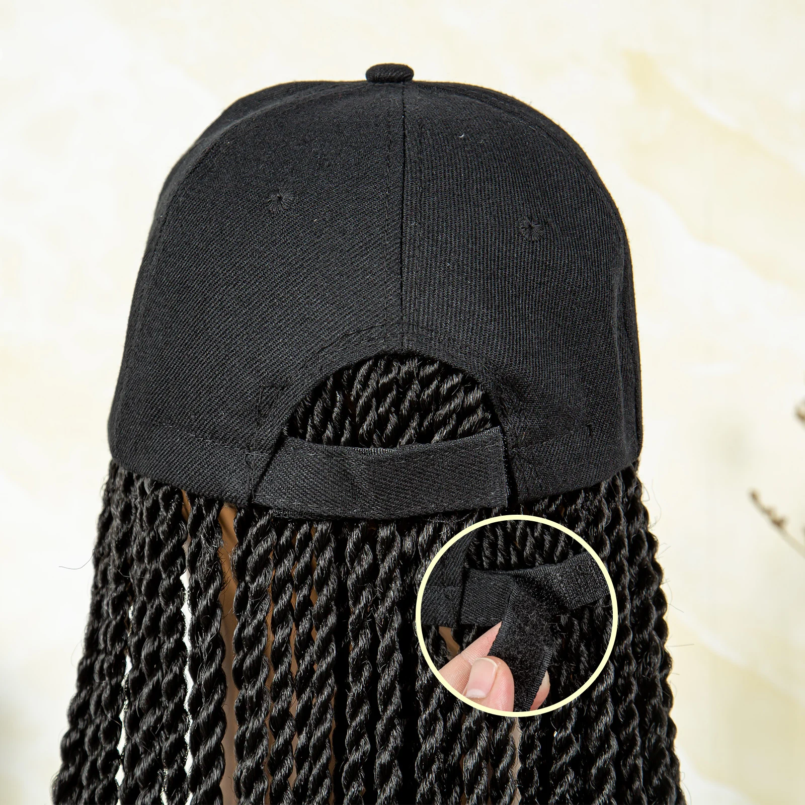 40 Inches Super Long Synthetic Baseball Cap Wig with Twist Braids for Black Women Synthetic Cornrow Box Hat Wig Adjustable