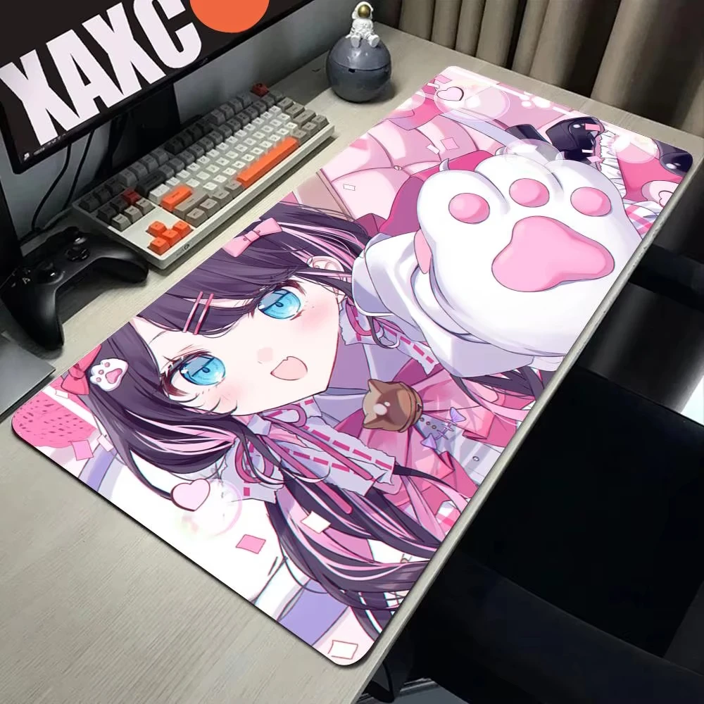 أنيمي فتاة VTuber VSPO ماوس كبير XL XXL لوحة المفاتيح حصيرة مكتبية ملحقات ألعاب الكمبيوتر لوحة الماوس HYBXAXC LockEdge سجادة ضد الإنزلاق