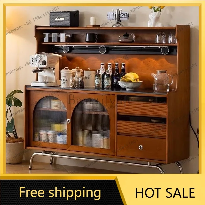 FG medieval meal side retro solid wood locker Nordic modern wall integrated coffee cabinet