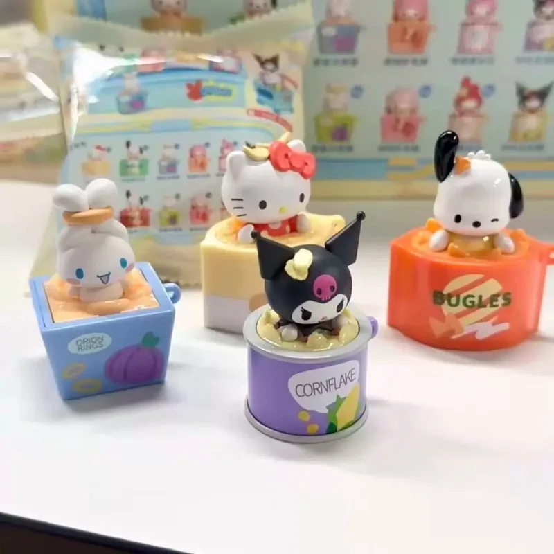 Sanrio Hello Kitty Kuromi Cinnamoroll Anime Figure Snack House Series Blind Box Toys Model Doll Collection Ornament Gifts